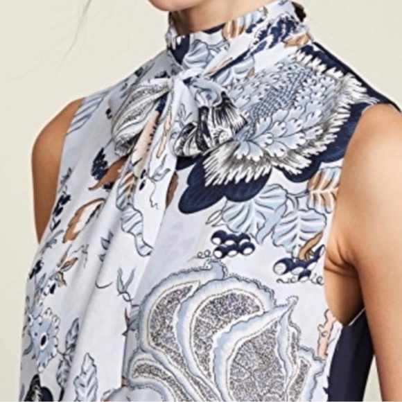 Tory Burch Margaret Asymmetrical Blue Happy Times dress LN - Picture 2 of 11